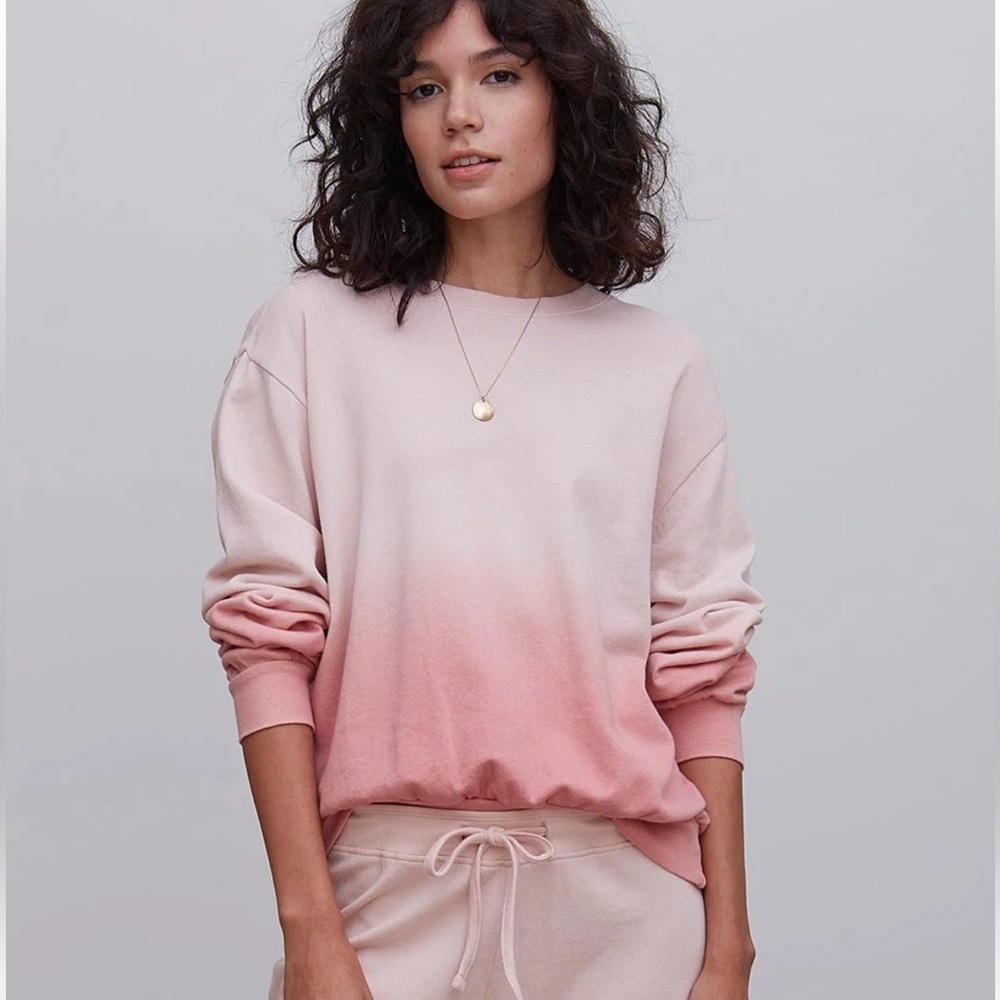 Grey State Dip Dyed Rose Pink Crewneck Pullover Sweatshirt - Size 0